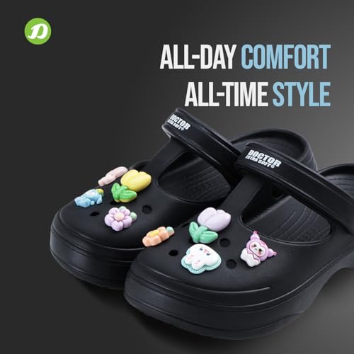 Image of DOCTOR EXTRA SOFT Women's Classic Charms Clogs /Sandals with Adjustable Back Strap for Adult | Comfortable & Light Weight | Stylish & Anti-Skid |Waterproof & Everyday Use Mules for Girls & Ladies D-511