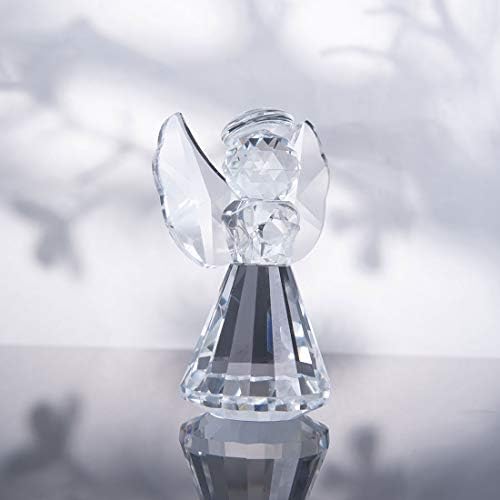 LONGSHENG 3.1 Crystal Angel Figurine Ornaments Glass Art Crafts Christmas Collecible Gift for Home and Office Christmas Festivals Decor