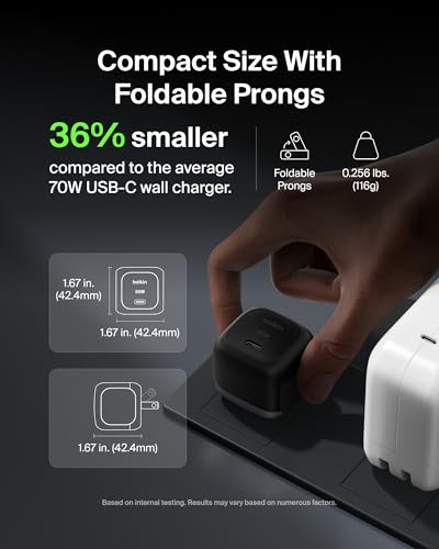 Belkin USB C Charger Block 65W, Super Fast Charging Block, Type C Wall Charger - Apple iPhone 17, Air, Pro, Galaxy S26, Google Pixel 10, MacBook, AirPods, Chromebook, Nintendo Switch 2 & More - Black - Image 4