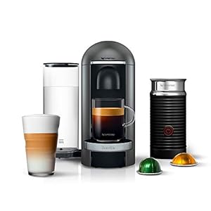 Nespresso Vertuo Plus Deluxe Coffee and Espresso Maker by Breville, Titan with Aeroccino Milk Frother Nespresso Vertuo Plus Deluxe Coffee and Espresso Maker by Breville Titan with Aeroccino Milk Frother