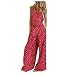 Produktbild Onsoyours Damen Jumpsuit Ärmellos High Waist Kurz Overall elegant Hosenanzug Frauen Blumen Drucken Playsuit Sommer Strand Beachwear Romper B Rot XL