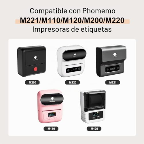 Etiquetas autoadhesivas redondas papel térmico 50x50 mm Phomemo pack 3 rollos 3