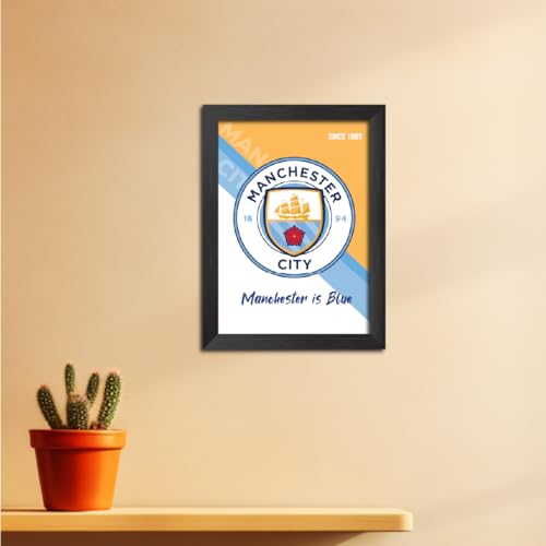 Image of TenorArts City Football Club Poster Logo Tagline Laminated Photo Frame Painting with Matt Finish Black Textures(12 inches x 9inches)