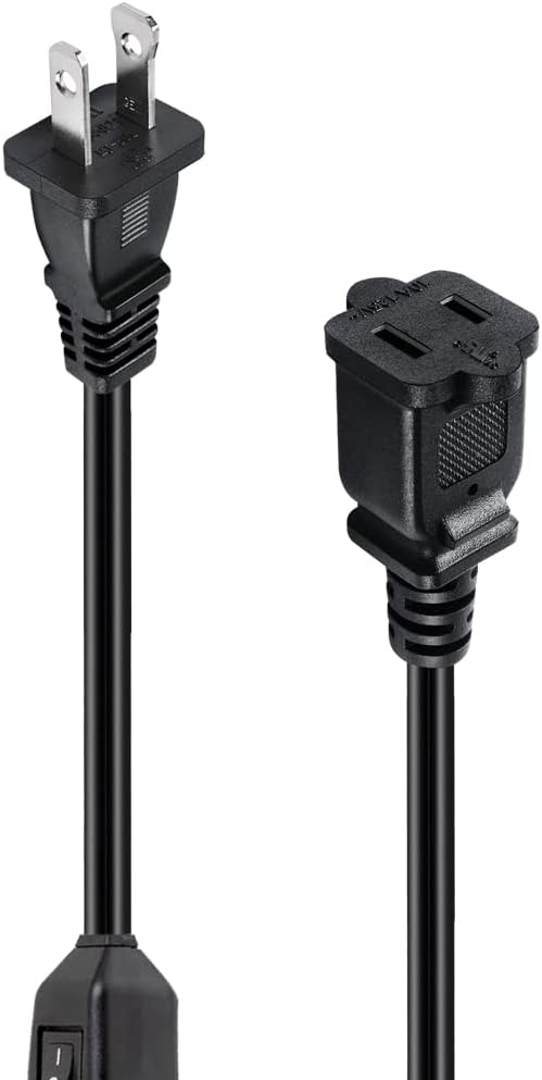 (Balck) On Off Switch Extension Cord,ETL Certified Polarity US Standard Two Plugs + 12A/125V Switch for Your Chargers/Lamp/Power Adapters etc, 16AWG Cord(1FT/0.32m) (2Pack)
