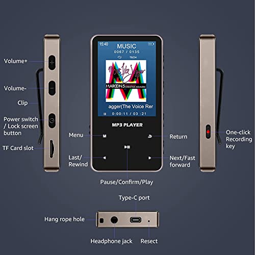 Aiworth 32Go Lecteur MP3 Bluetooth 5.0 MP4 Player Multifonctionnel