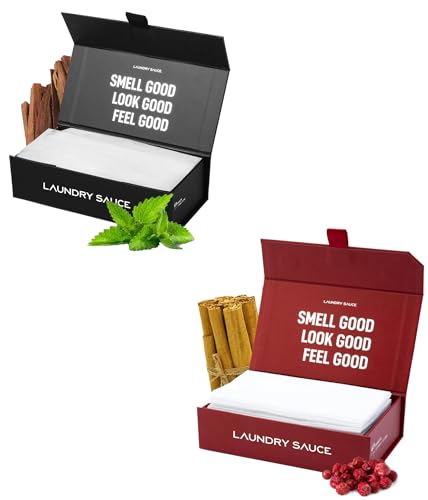 Laundry Sauce - 02 Sets of Luxury Scented Laundry Dryer Sheets Bundle (Australian Sandalwood and French Saffron), Premium Dryer Sheets with High-End, Sophisticated Fragrances