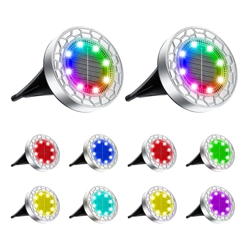 FIFlying 10 Pièces Lampe Solaire Extérieur Jardin, 8 LED Lampe Solaire en Acier Inoxydable pour...