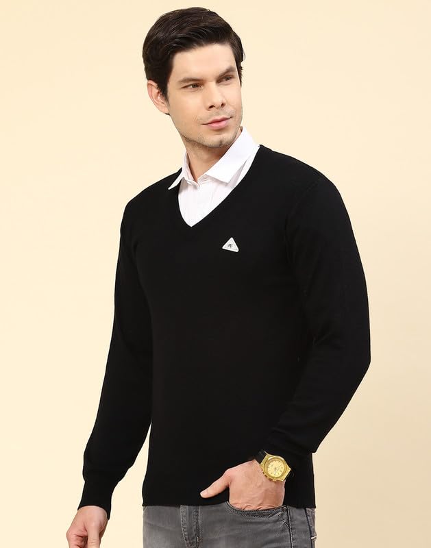 Image of Monte Carlo Shell Solid V Neck Pullover | Warm Woolen Pullover for Men | Soft Comfortable Knitted Winter Wear Sweater for Men's