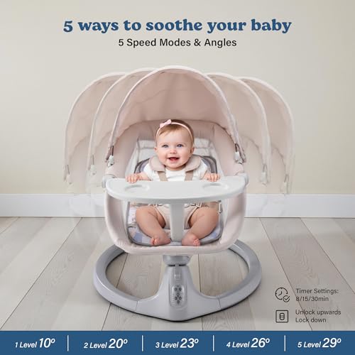 Image of SOFTIES Electric Baby Swing Cradle Automatic Rocker | Cradle for Newborn Baby 0-12 Months | Baby Sleeping Swing | Automatic Electric Cradle for Infants