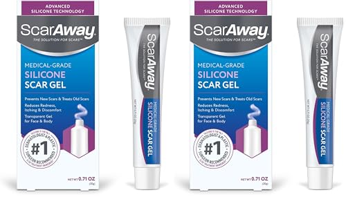 Image of ScarAway Silicone Scar Gel, Helps Improve Size, Color & Texture of Hypertrophic & Keloid Scars from Injury, Burns & Surgery, Water Resistant, 20g (0.7 Oz) (Pack of 2)