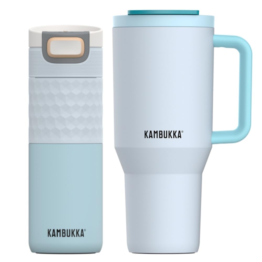 Kambukka kubek termiczny Rio 950 ml ze słomką + Etna 500 ml zestaw Coco Breeze, 100% szczelne, Snapclean, BPA Free