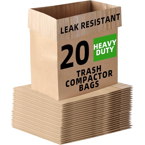 (20-Pack) Calvana Super Strong Compactor Bags Heavy-Duty Kitchen Paper Trash Bags with Leak Proof Plastic Liner Reinforced Bottom Fits GE Model Compactors with Rectangular Containers