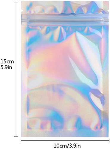 KAHEIGN 100Pcs Folie Ritssluitingszakken, 10 x 15 cm Holografische Kleur Mylar Zakken Dubbelzijdig Metallic Folie Platte… - Image 5