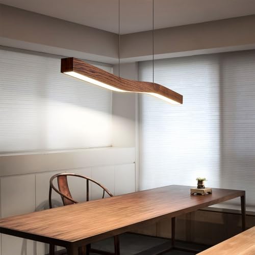 Bellastein LED Pendelleuchte esstisch Holz Esszimmerlampe Dimmbar Hängeleuchte Esstischlampe hängend, Moderne Hängelampe mit Fernbedienung höhenverstellbar Holzlampe für Esszimmer Küche Büro (120cm)