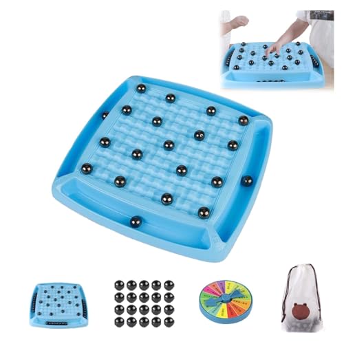 GCACE 磁気チェスゲーム、20/30の石と罰ホイール付きマグネットチェスゲーム、マグネットバトルテーブルゲーム、マルチプレイヤーマグネットボードゲーム、楽しい論理的思考ゲーム、子供と大人向けのファミリーパーティーゲーム (Color : Blue, Size : 1Set(20Rocks))