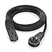 Maximm Cable 10 Ft 360° Rotating Flat Plug Extension Cord/Wire, 16 AWG Multi 3 Outlet Extension Wire, 3 Prong Grounded Wire - Black - UL Listed