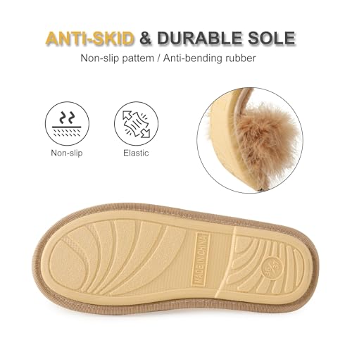 Image of Fur Story Women's Furry Slippers Open Toe Fuzzy Slippers Memory Foam Fluffy House Sandal