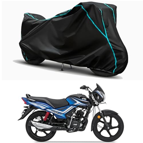 Image of Waterproof Bike Body Cover Compatible for | Tunwal Lithino Li | Taffeta Fabric, Sky Piping Design, Bottom Elastic Fit | Dustproof, Sun UV & Rain Protection for All Weather.