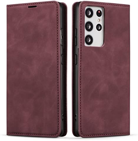 EYZUTAK Premium PU Leather Flip Folio Case for Samsung Galaxy S20 fe 5G, Protective Case with Kickstand Card Slot Magnetic Closure Shockproof Wallet Cover - Red