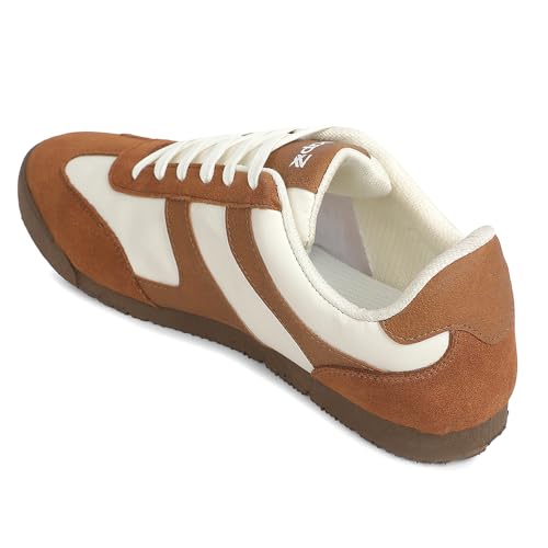 Image of Liberty LEAP7X DECIAN-4E Sneakers for Men - Red & Brown Lace-Up Casual Shoes | Memory Foam Cushioned Insole, Lightweight Low-Profile Sneakers, Walking, College, Travel & Casual Outings