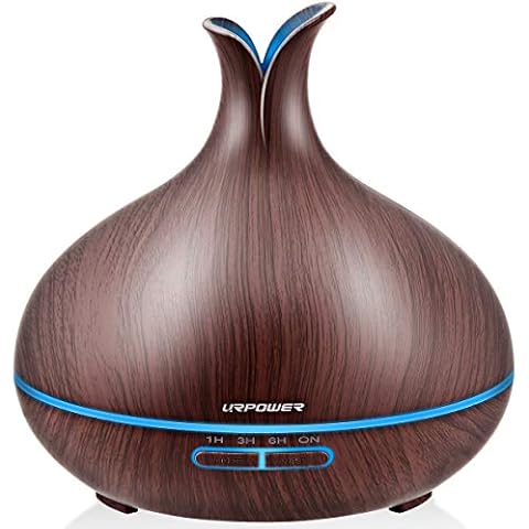 URPOWER 400ml Essential Oil Diffuser Wood Grain Diffuser with Auto Shut-Off, 7 Color Light Aromatherapy Oil Diffuser Humidifier and 4 Timer Settings Humidifiers for Bedroom Office Cover