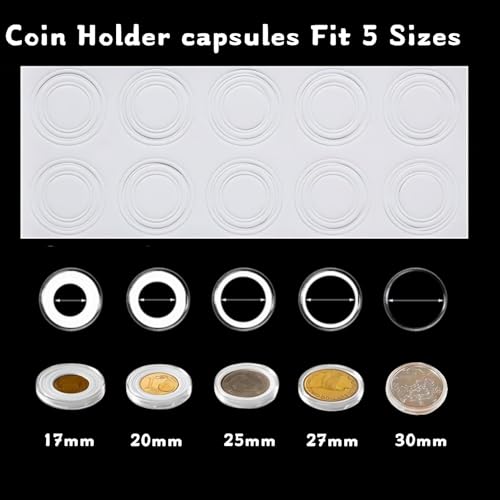 Bakiauli 100 Stück Münzkapseln, Transparenter Münzen Aufbewahrung mit Acryl Münzbox für Münzen Gedenkmünzen