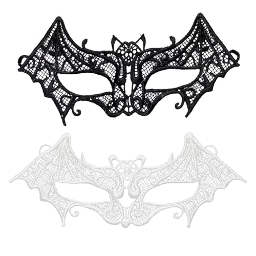 YSJCHEBS Paquete De 2 Máscaras para Ojos De Encaje De Murciélago, Máscaras De Moda Y Sexys para Mujeres, Máscaras Huecas Personalizadas, Máscaras De Disfraces, Máscaras De Disfraces De Fiesta