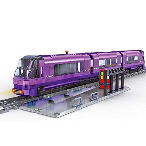 VPPI Technik Zug Eisenbahn Bausatz, Eisenbahnzug Bausteine Modell mit Schienen mit Motor, 631 Teile City Güterzug…