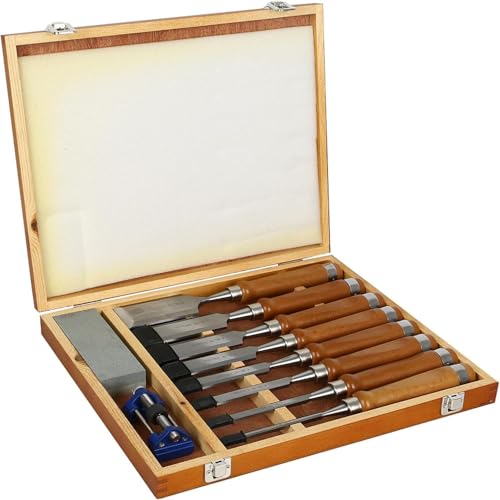TOOSOAR Set de Ciseaux à Bois,8 pièces Ciseaux à Bois,pour Débutants et Professionnels, Convient au Travail Sur du Bois