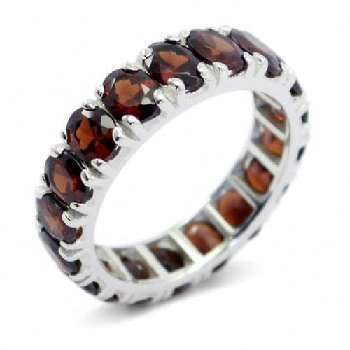 Image of 55Carat Choose Your Color Natural Gemstone Sterling Silver Band Ring Birthstone Friendship Love Size 5-13