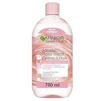 Garnier Micellar Rose Cleansing Water 700ml, Gentle face Cleanser & Makeup Remover, Hypoallergenic. Vegan Formula, Suitable For Dull And Sensitive Skin, Glow Boosting Formula, Dermatologically Tested
