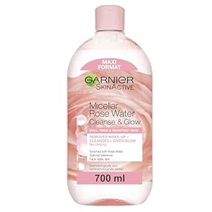Garnier Micellar Rose Cleansing Water 700ml, Gentle face Cleanser & Makeup Remover, Hypoallergenic. Vegan Formula, Suitable For Dull And Sensitive Skin, Glow Boosting Formula, Dermatologically Tested