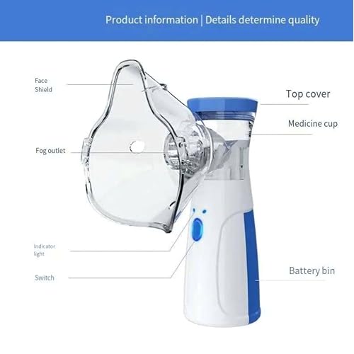 Image of Portable Mesh Nebulizer, One-Button Operation, Silent Operation, High Nebulization Rate, Medical Grade Materials, USB, White