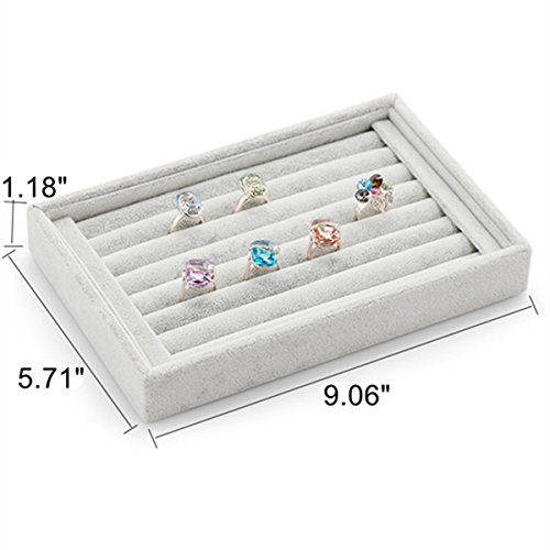 Zarabe Velvet Ring Tray 7 Slots Jewelry Earrings Display Organizer Cufflinks Holder Case Box #TOP2