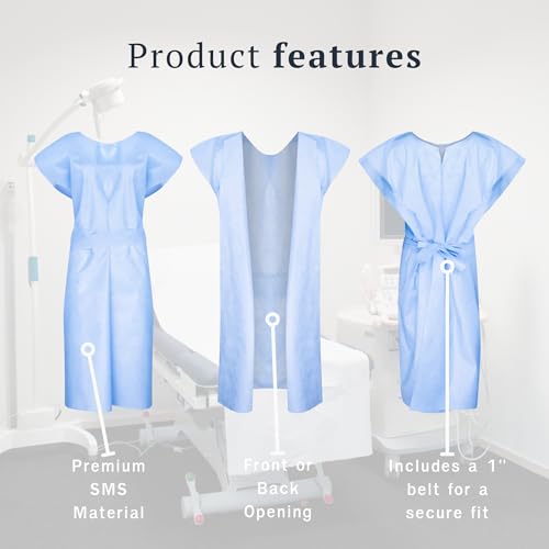 Disposable Medical Exam Gowns - Made in the USA - 50 pcs - 2XL - Thumbnail 4