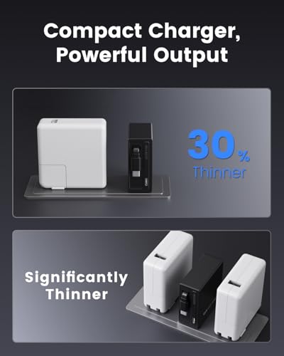 Image of Gitryin 65W USB C Wall Charger with Built-in Retractable Cable, 2-in-1 Foldable Fast Charger Block, Travel Essentials Compatible for Laptop, MacBook Pro /Air, iPhone 17 /16, iPad, Galaxy, Pixel, Black