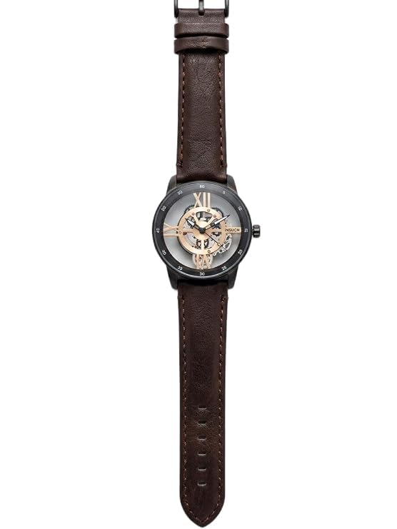 Men’s Automatic Mechanical Skeleton Watch with Brown Leather Strap | Transparent Dial | Analog Wrist Watch for Men | Classic Casual & Formal Wear-image-25