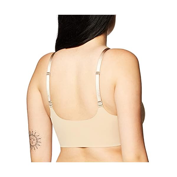 Calvin Klein Women's Invisibles Comfort Lightly Lined Seamless Wireless Triangle Bralette Bra, Bare, Medium