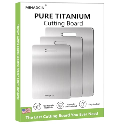 Comparison: Best Cutting Board To Not Dull Knives 6 Titanium Cutting Boards For Kitchen, 100% Pure Cut Titanium Cutting Board, Food Grade Quality, Double-sided non-toxic, Easy To Clean, Dishwasher Safe And Will Not Absorb Odors(12L*9W)