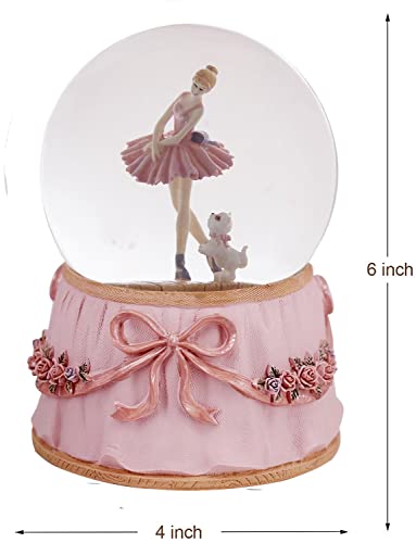 Singeek Ballerina Snow Globe Plays Swan Lake Ballet Tune,Christmas Music Snowglobes Ballet Recital Gifts (Dancer With Puppy) #TOP1