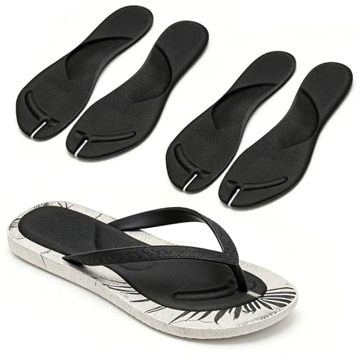 Image of 2pairs Arch Support Cushion Insoles Gel Arch Support Anti-Slip Flip Flop Thong Inserts Self Adhesive Gel Arch Support Cushion Insoles Plantar Fasciitis Pain Relief for Man Woman (Black, L)