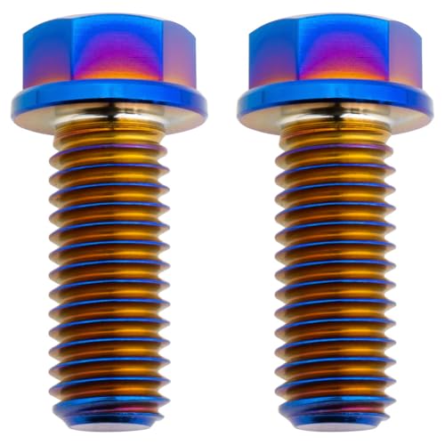Image of Tusk Titanium Bolt M8 x 20mm x 1.25 Pitch 2 Pack Hex Flange 10mm Head and T40 Burnt Blue 45% Lighter (2 Packs) (M8 x 20mm)