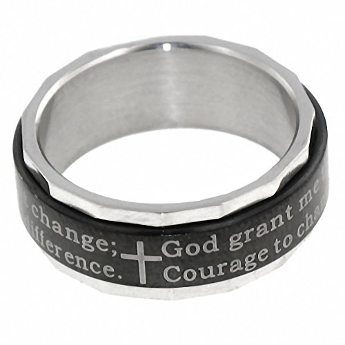 1000 Jewels Serenity: Serenity Prayer Inscribed Fashion Spinner Band Ring 316 Stainless Steel, 3258B sz 12.0