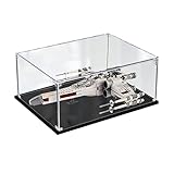 JANWAALY Acrylic Display Case Compatible with Lego 75301 luke skywalker's x-wing fighter, 3mm Thickness Clear Self-Assembly Dustproof Display Box with Black Base (Clear)