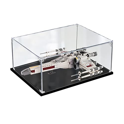 JANWAALY Acrylic Display Case Compatible with Lego 75301 luke skywalker's x-wing fighter, 3mm Thickness Clear Self-Assembly Dustproof Display Box with Black Base (Clear)
