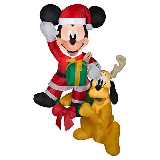 Gemmy Christmas Airblown Inflatable Hanging Mickey and Pluto Disney, 5 ft Tall, Multicolored