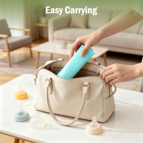 Image of Silicone Travel Bottle Sterilizer Bags | 2000ml Microwave Steam Sterilizer Bags for Baby Bottles, Breast Pump&Pacifiers, Reusable Sterilizing Bags for Travel and Home Use (Clear+Blue) (Clear+Blue)