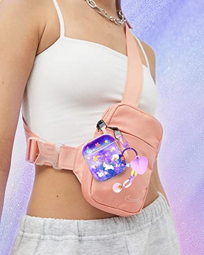 Kokaaee For Airpod Case 2Nd & 1St Generation Cover Kawaii Funda Cute Aesthetic Girls Women Protector Liquid Glitter Bling Sparkly Pink Design Estuche Keychain Girly For Apple Air Pod 1/2 Gen #TOP5