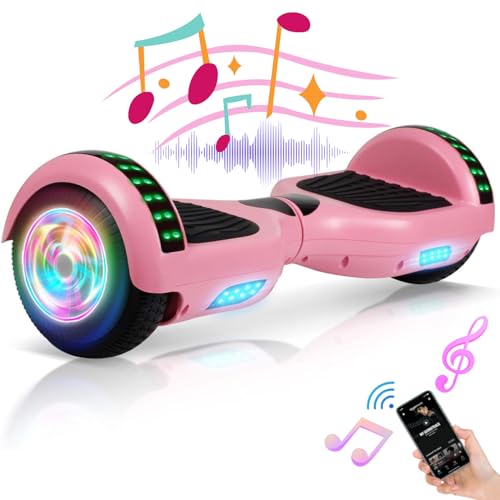 jolege Hoverboard for Kids Aged 6-12 with Bluetooth, Large Battery, and Strong Motor | Ideal for Outdoor Fun and Safe Rides | Non-Slip Pedal Design and Rechargeable (A01-Green Grey)