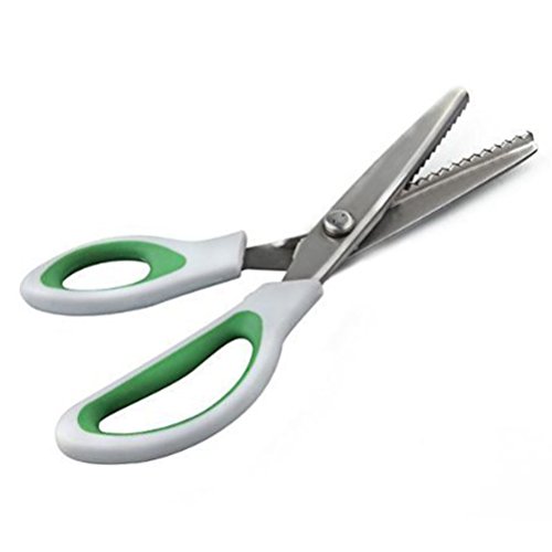 BlueSnail Stainless Steel Pinking Shears Comfort Grip Handled Professional Fabric Crafts Dressmaking Zig Zag Cut Scissors Sewing Scissors(Green)